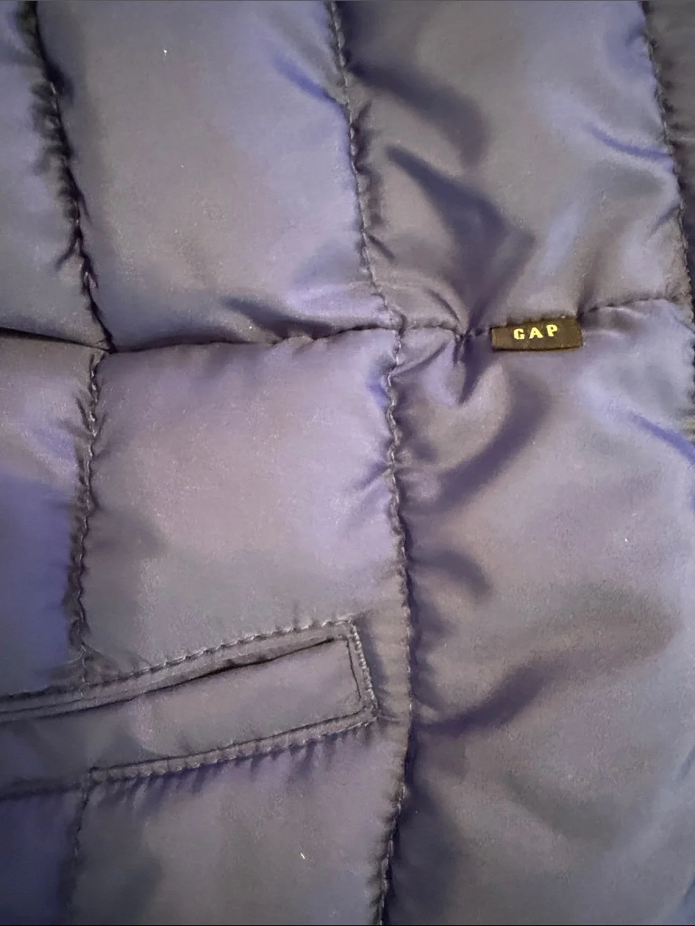 GAP Royal Blue Quilted Puffer Jacket with Striped Lining